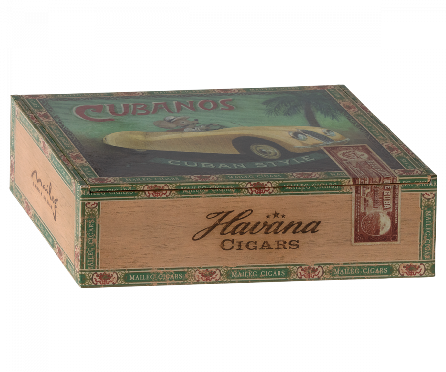 Maileg Grandma and Grandpa mice in cigarbox