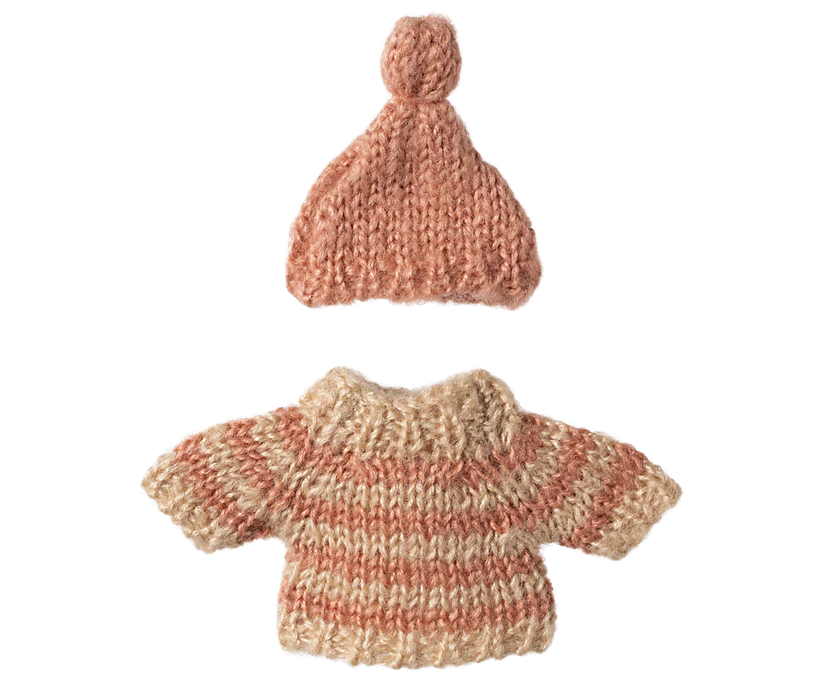 Maileg Knitted sweater and hat, Big sister mouse