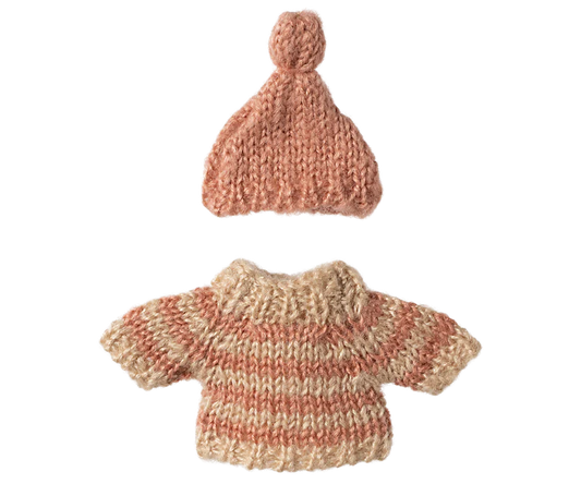 Maileg Knitted sweater and hat, Big sister mouse