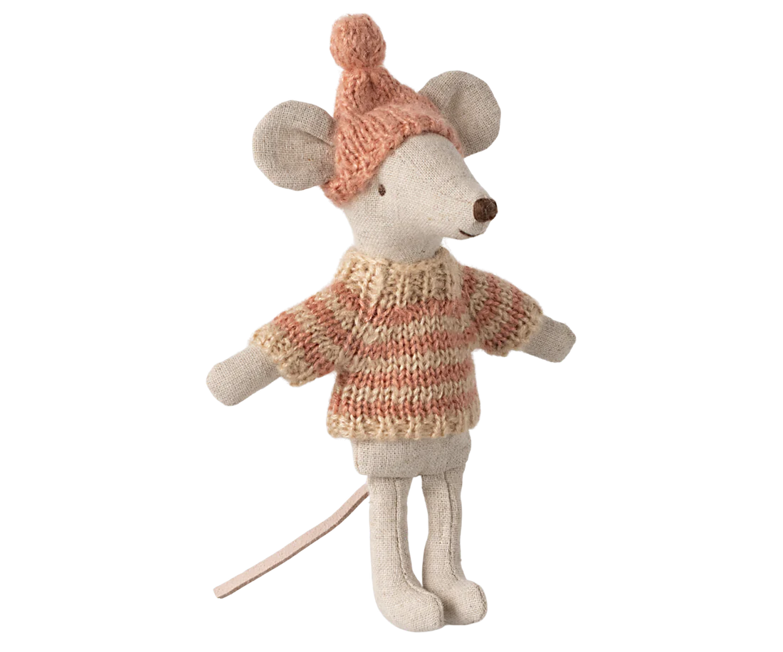 Maileg Knitted sweater and hat, Big sister mouse