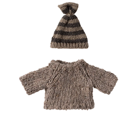 Maileg Knitted sweater and hat, Big brother mouse