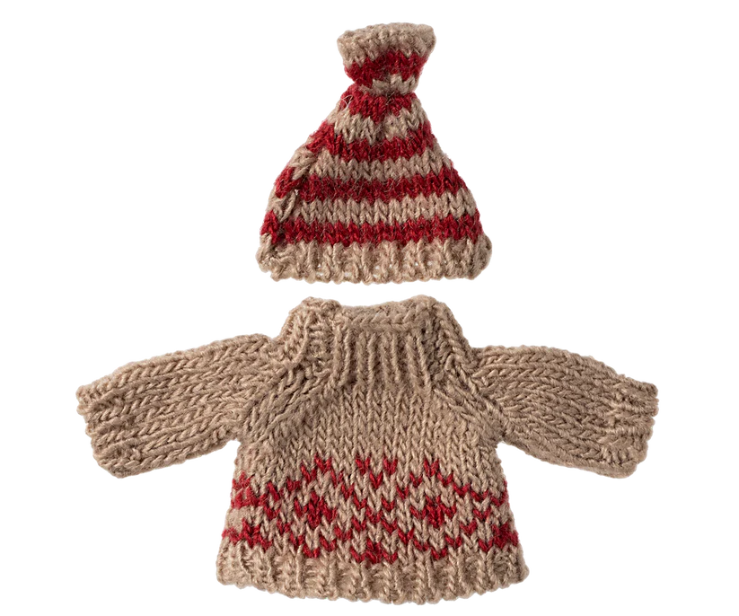 Maileg Knitted sweater and hat, Mum mouse