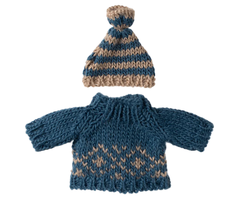 Maileg Knitted sweater and hat, Dad mouse