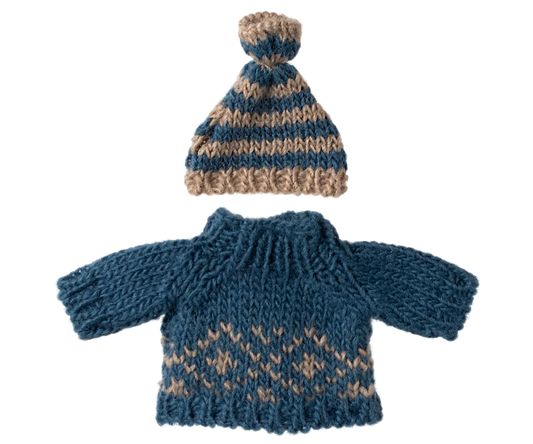 Maileg Knitted sweater and hat, Dad mouse