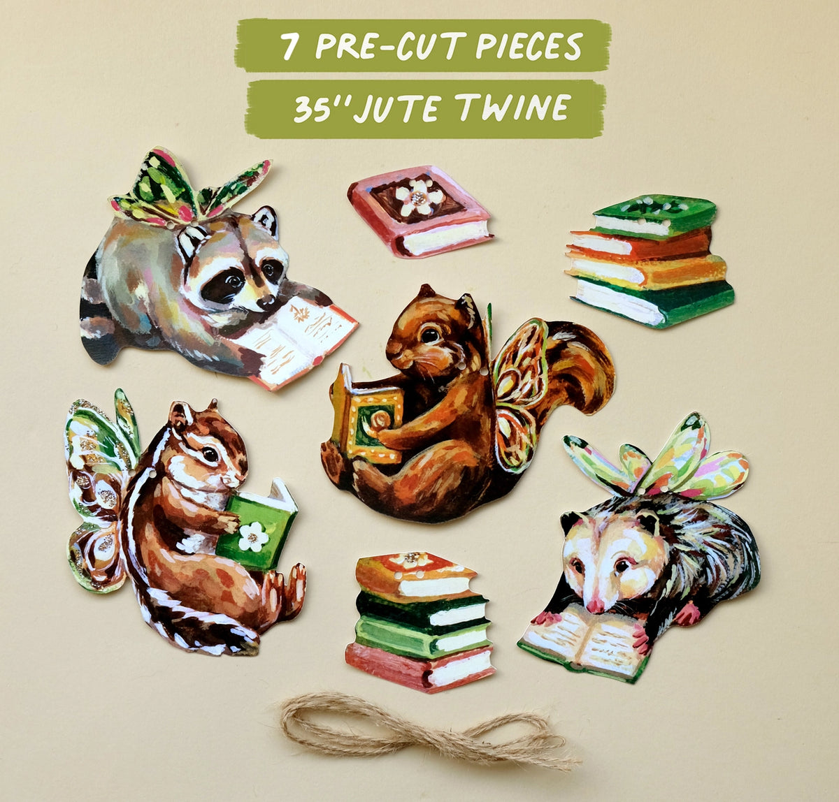 Animals Reading Books Paper Garland | DIY Garland Kit