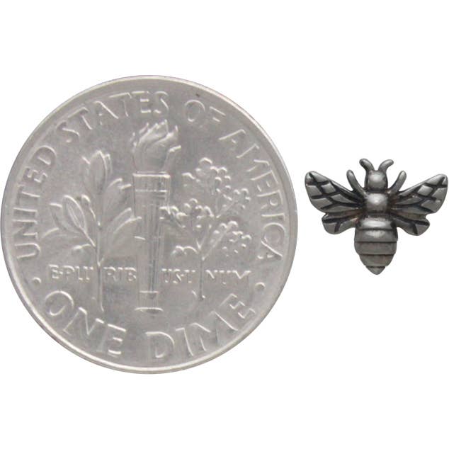 Sterling Silver Tiny Bee Post Earrings 6x8mm