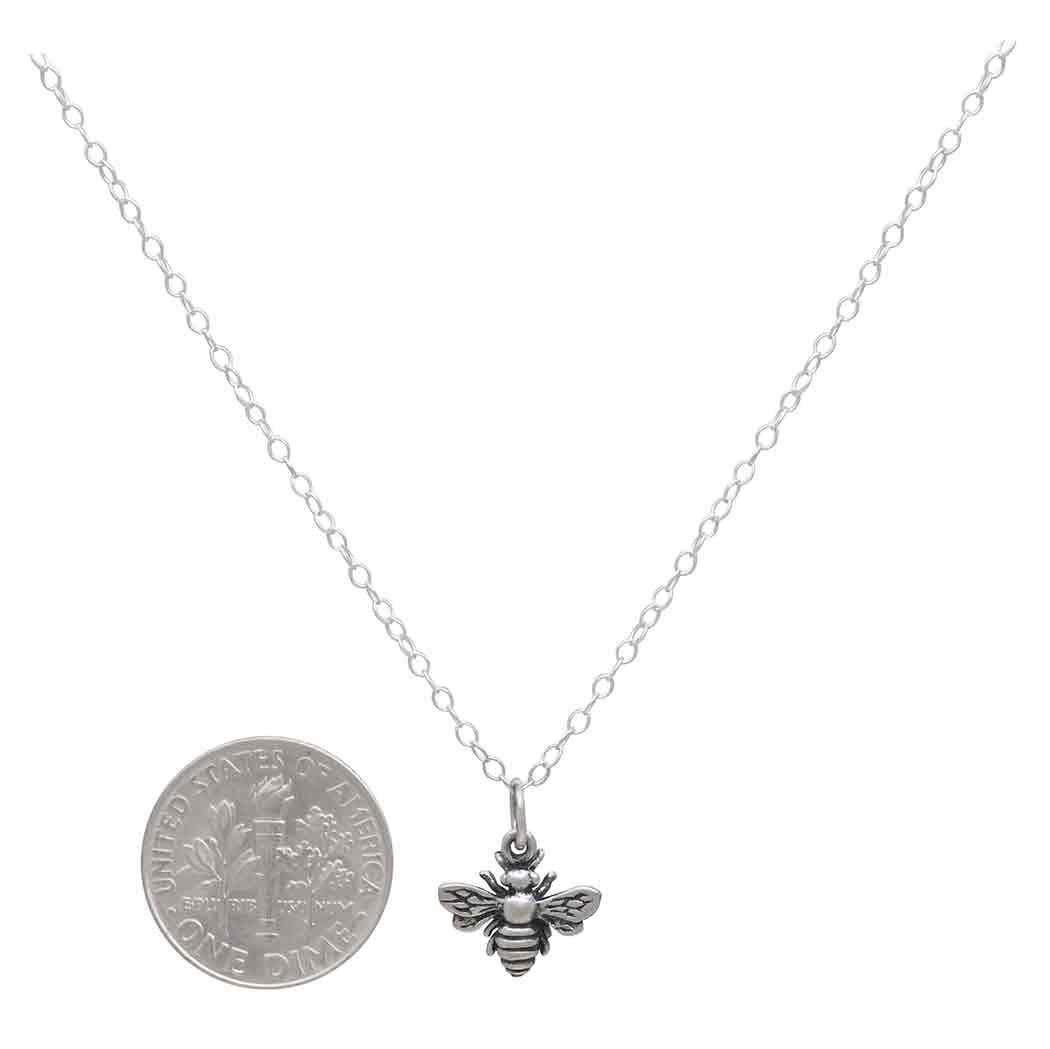 18 Inch Sterling Silver Bee Necklace