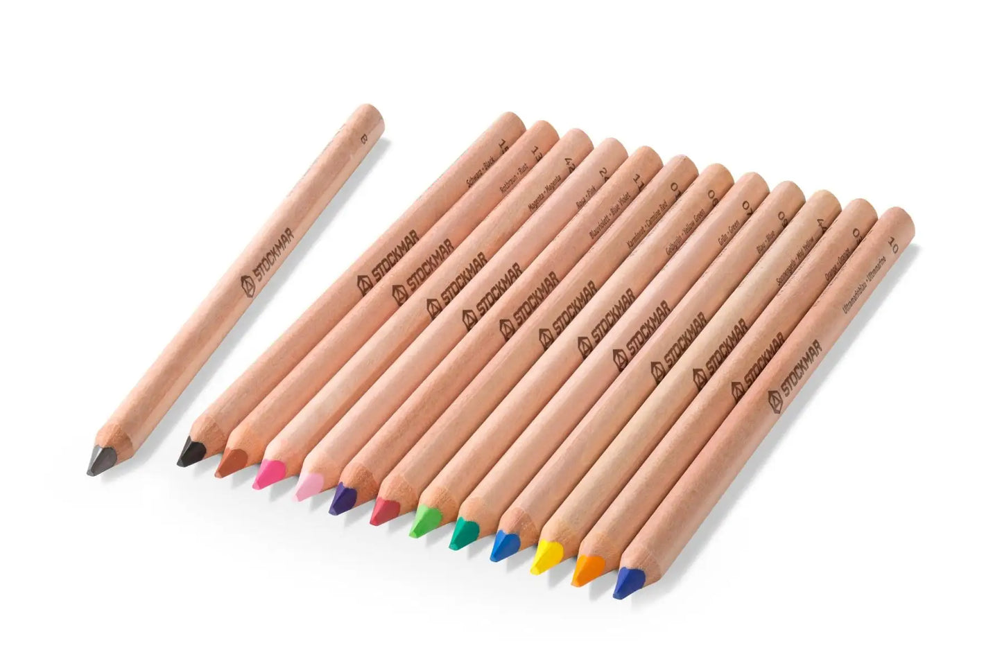 Stockmar Triangular Coloured Pencils in tin case |  Set of 12 + 1