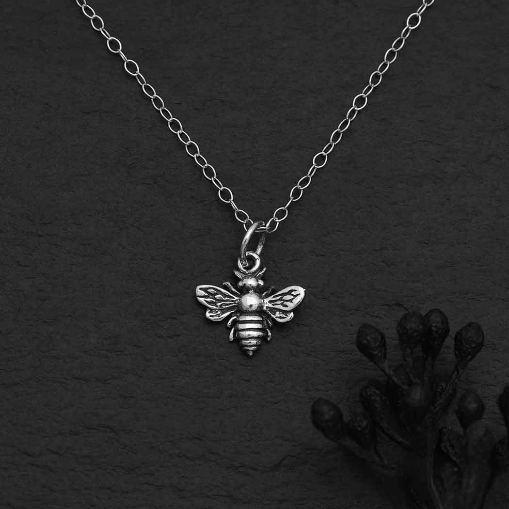 18 Inch Sterling Silver Bee Necklace