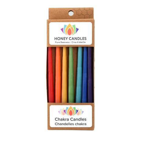 Honey Candles 7 Pack of Beeswax Chakra Candlesticks