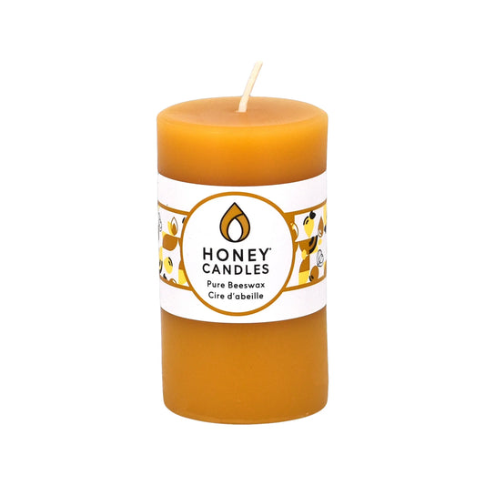 Small Round Natural Beeswax Pillar Candle