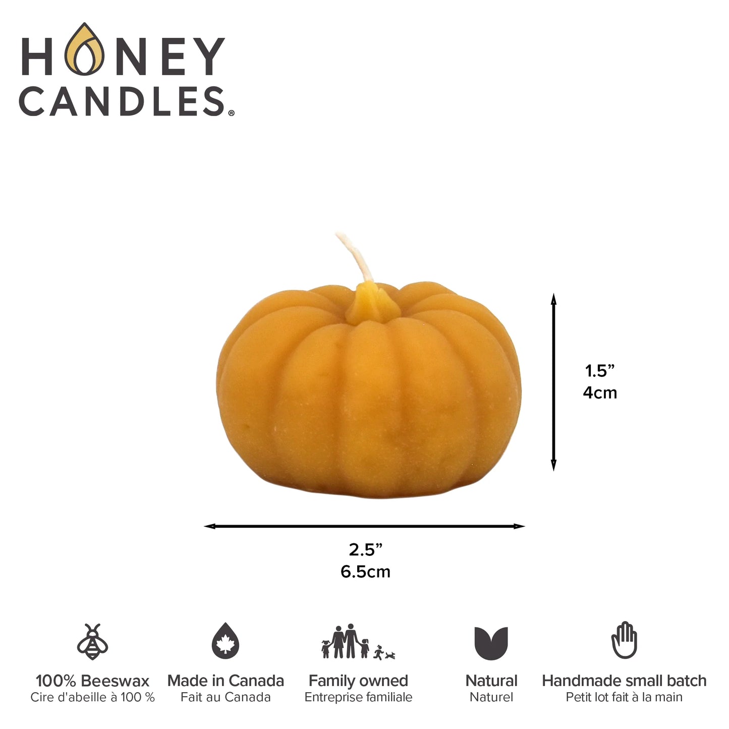 Honey Candles Small Natural Beeswax Pumpkin Candle