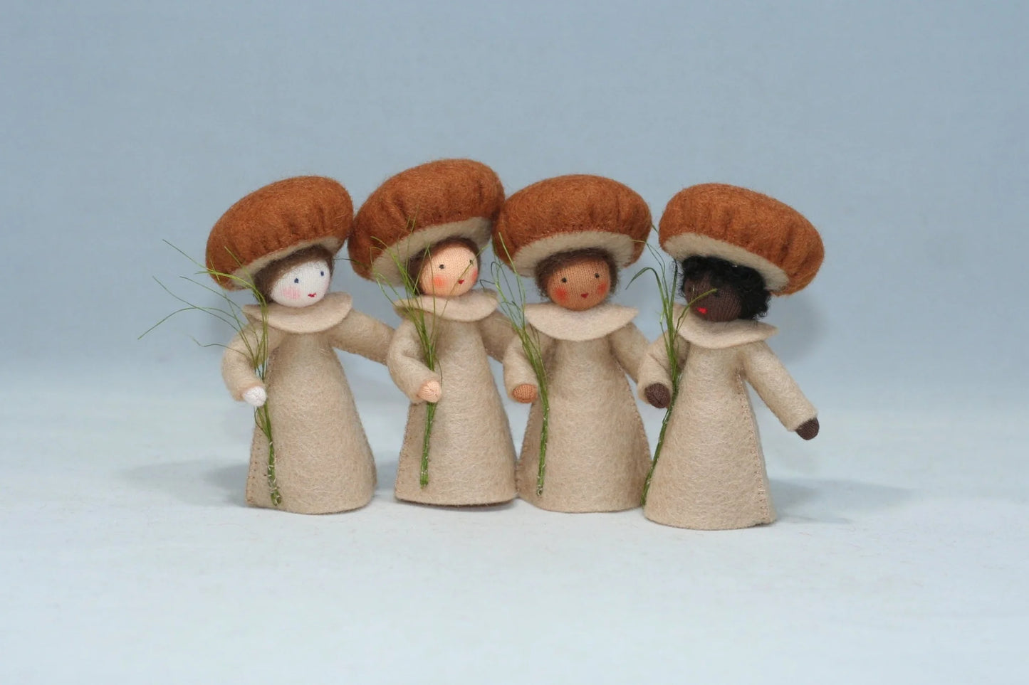 Ambrosius Brown Mushroom Fairy  | 3" Miniature Standing Doll