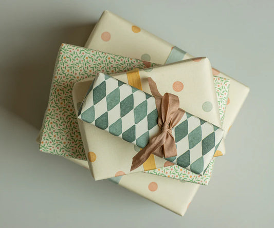 *PRESALE* Maileg Giftwrap, Harlequin blue - 10 m