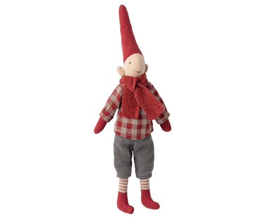 *PRESALE* Maileg Pixy, Size 1 - Boy - Red checkered shirt