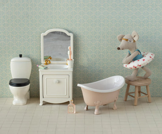 Maileg Little sister, Beach mouse with float - Red dots