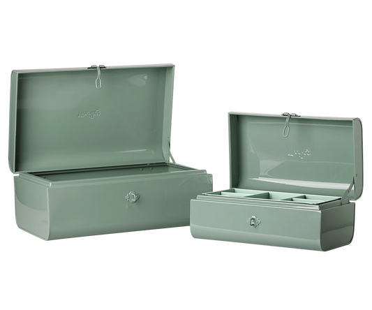 *PRE-SALE* (NOVEMBER) Maileg Storage suitcase set - Dark mint/Dark mint w. tray