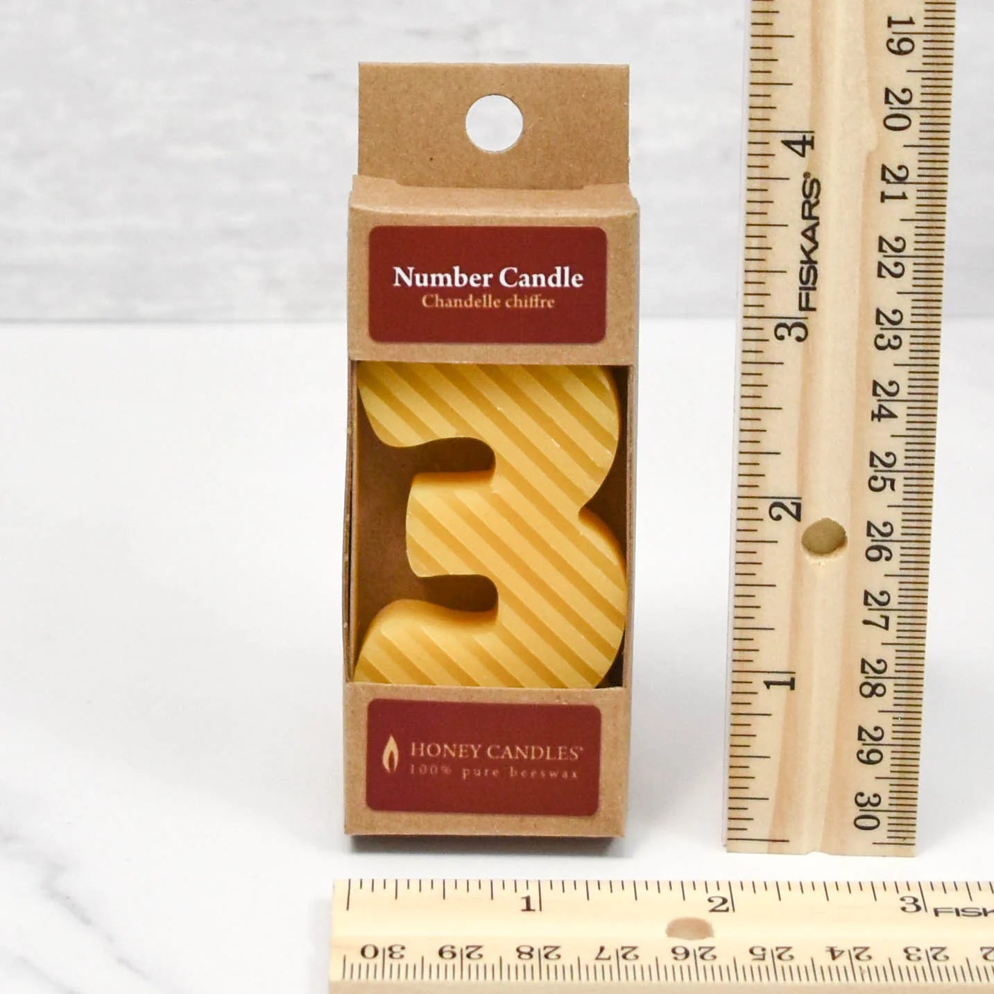 Honey Candles Number 3 Natural Beeswax Party Candle