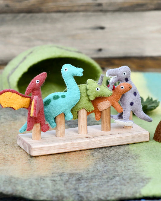 Felt Dinosaur Finger Puppets Set