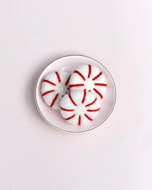 *PRESALE* Felt Peppermint Candy Lollies (Red and White) - Set of 3