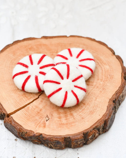 *PRESALE* Felt Peppermint Candy Lollies (Red and White) - Set of 3