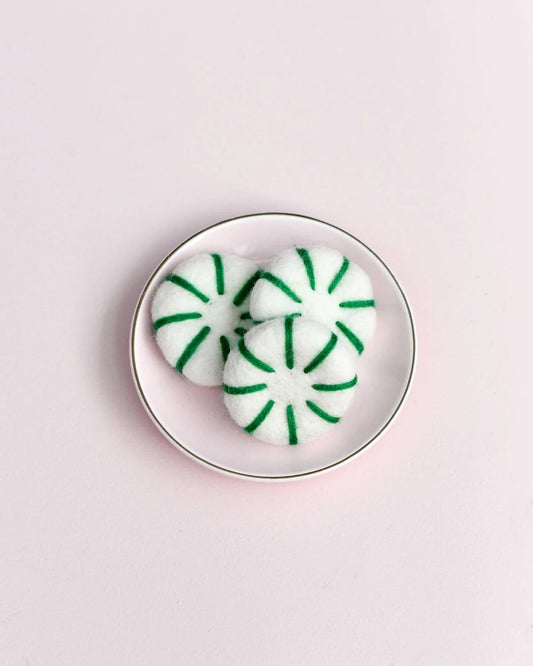*PRESALE* Tara Treasures Felt Peppermint Candy Lollies (Green and White) - Set of 3
