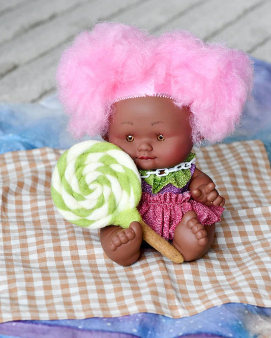 Felt Lime Green and White Swirl Lollipop
