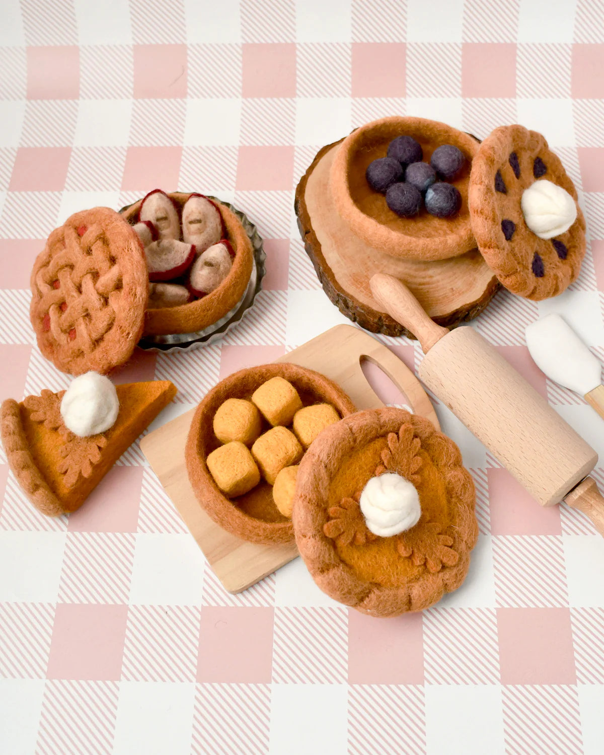 Felt Blueberry Pie Play Food Set