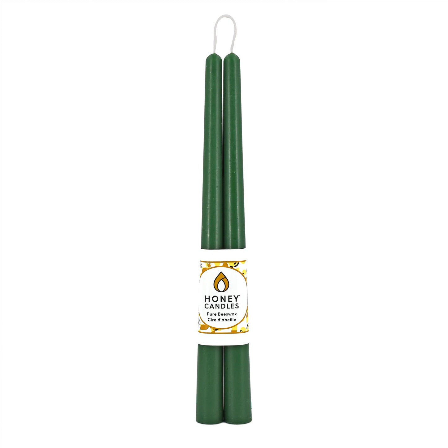 Pair of 12 Inch Forest Green Beeswax Taper Candles