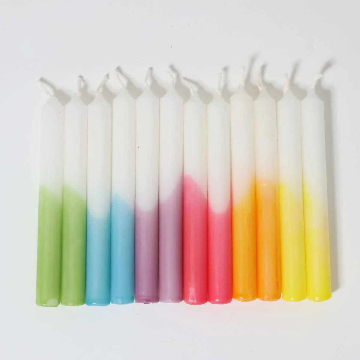 Grimm's Celebration Candles, Dip-Dye Rainbow 12pcs