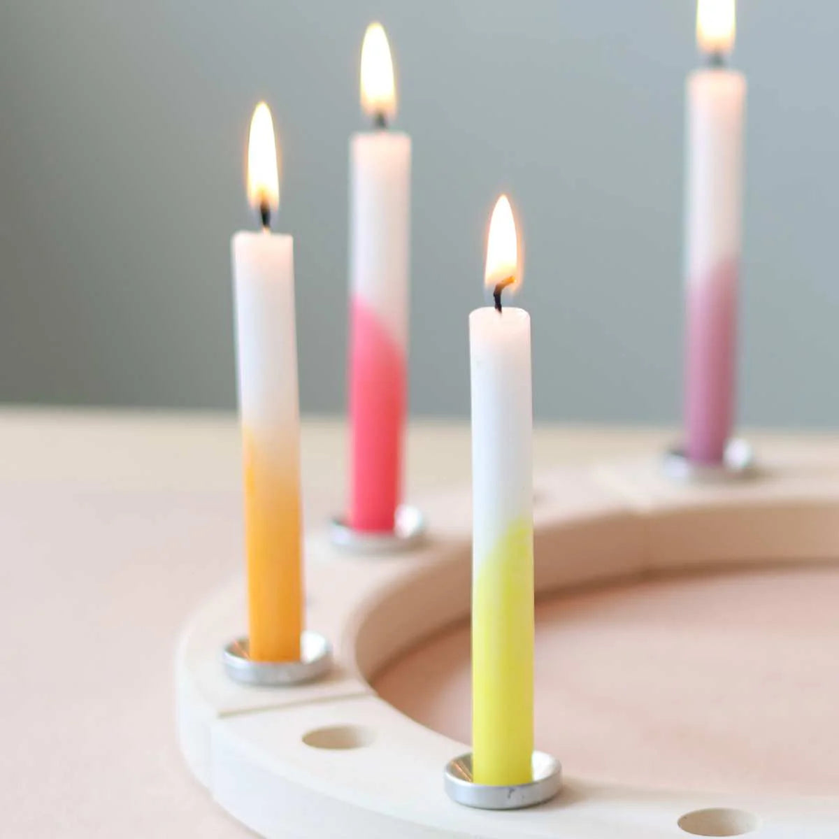 Grimm's Celebration Candles, Dip-Dye Rainbow 12pcs