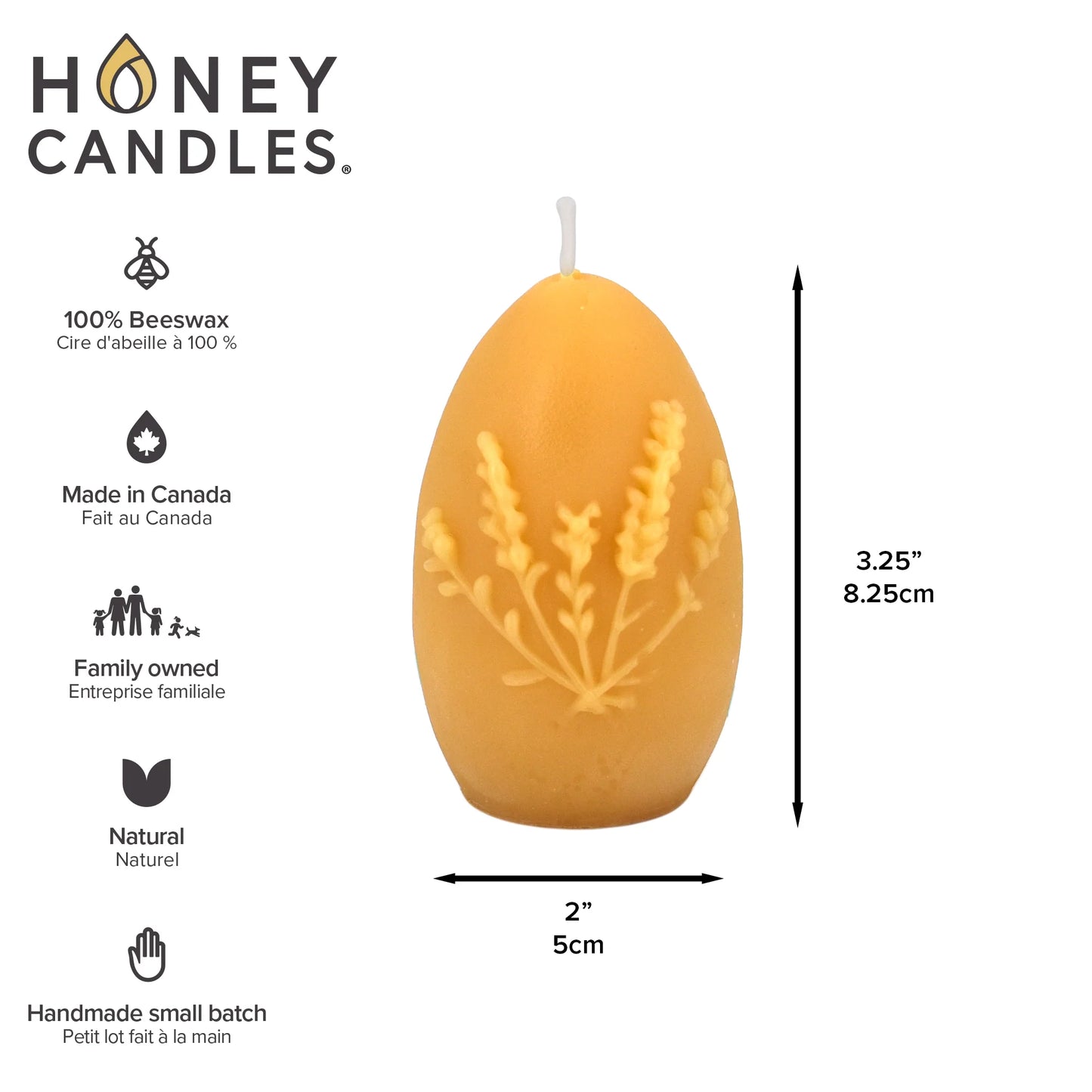 Honey Candles Natural Beeswax Lavender Egg Candle