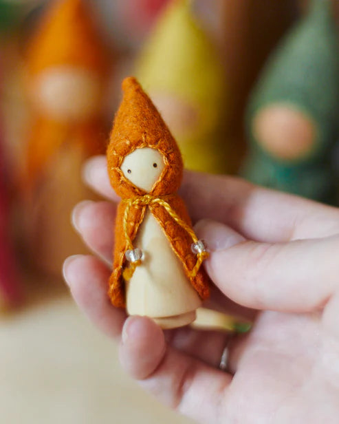 Wonderheart Mini Orange Wooden Gnome