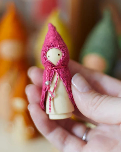 Wonderheart Mini Pink Wooden Gnome