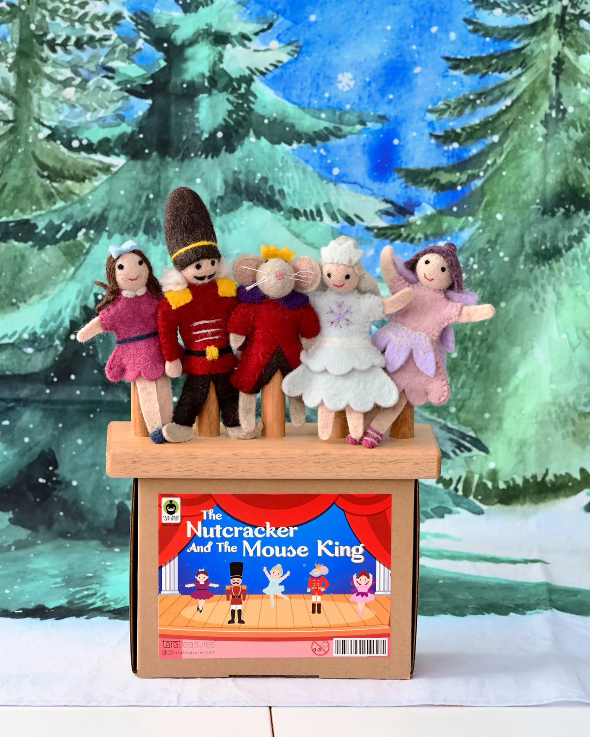 Felt Nutcracker and the Mouse King Finger Puppet Set