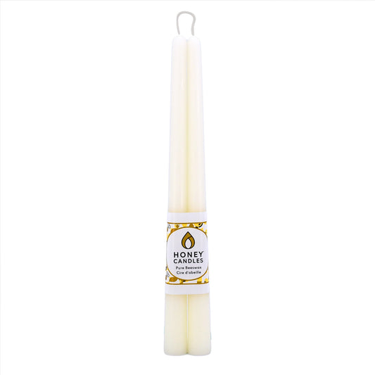 Pair of 12 Inch Pearl Beeswax Taper Candles