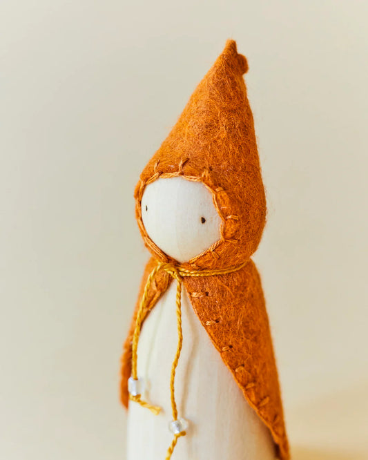 Wonderheart Orange Wooden Gnome