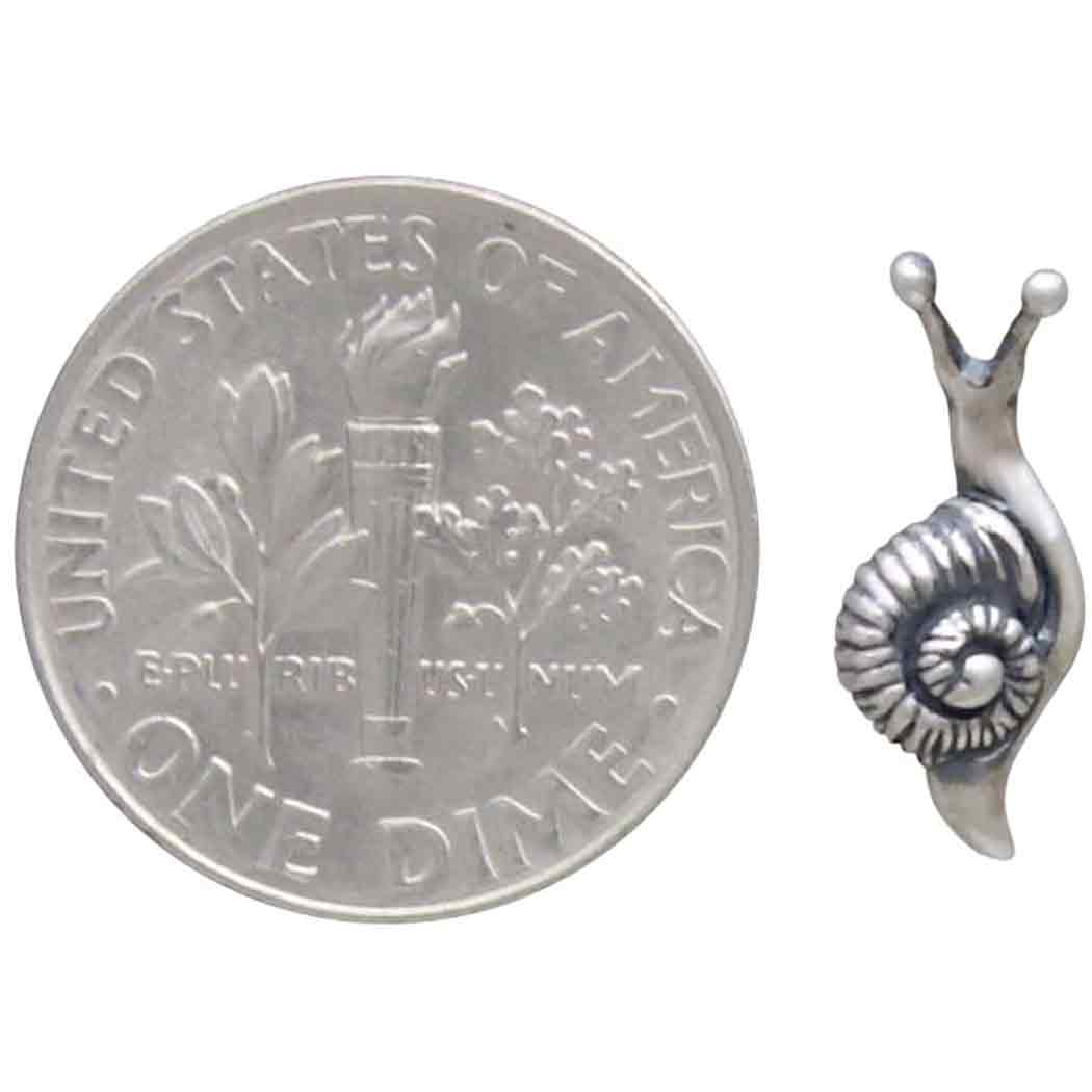 Sterling Silver Tiny Snail Post Earrings 6x14mm