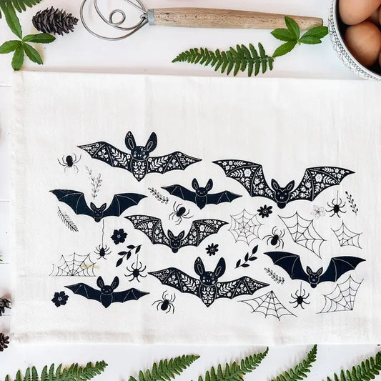 Fall Bats Tea Towel