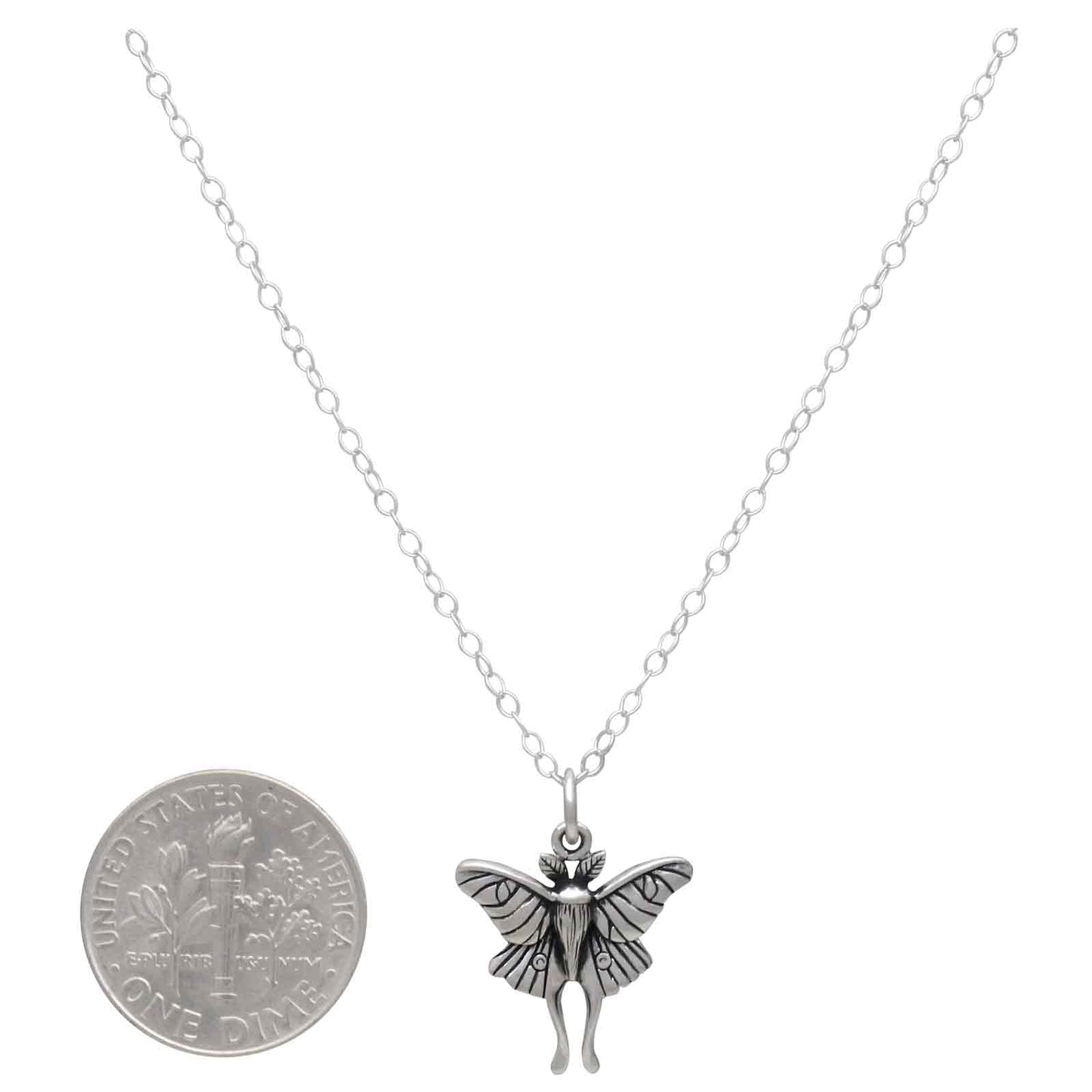 18 Inch Sterling Silver Luna Moth Necklac