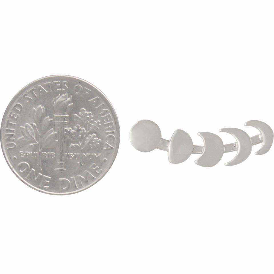 Sterling Silver Moon Phases Ear Climber 22x5mm