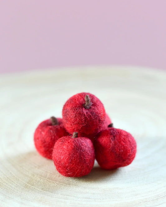 *PRESALE* Tara Treasures Loose Parts Play - 5 Felt Apples (3cm)