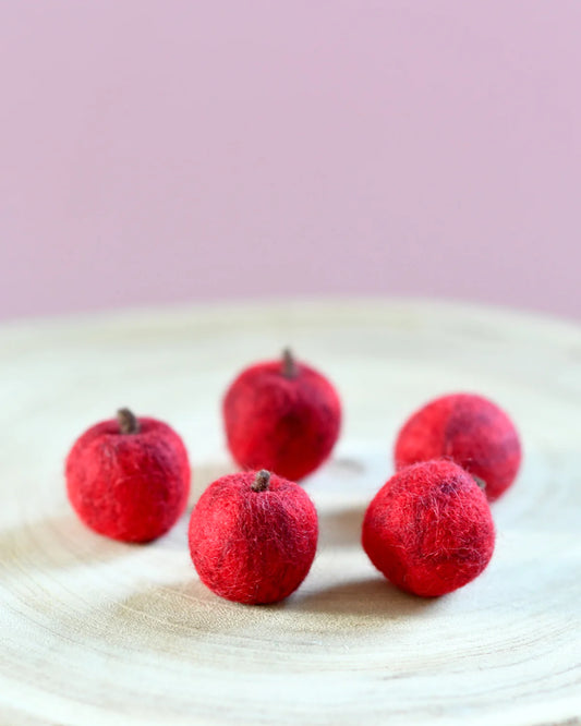 *PRESALE* Tara Treasures Loose Parts Play - 5 Felt Apples (3cm)
