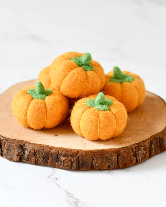 Tara Treasures Felt Pumpkins (Orange Coloured) - 5 Pumpkins