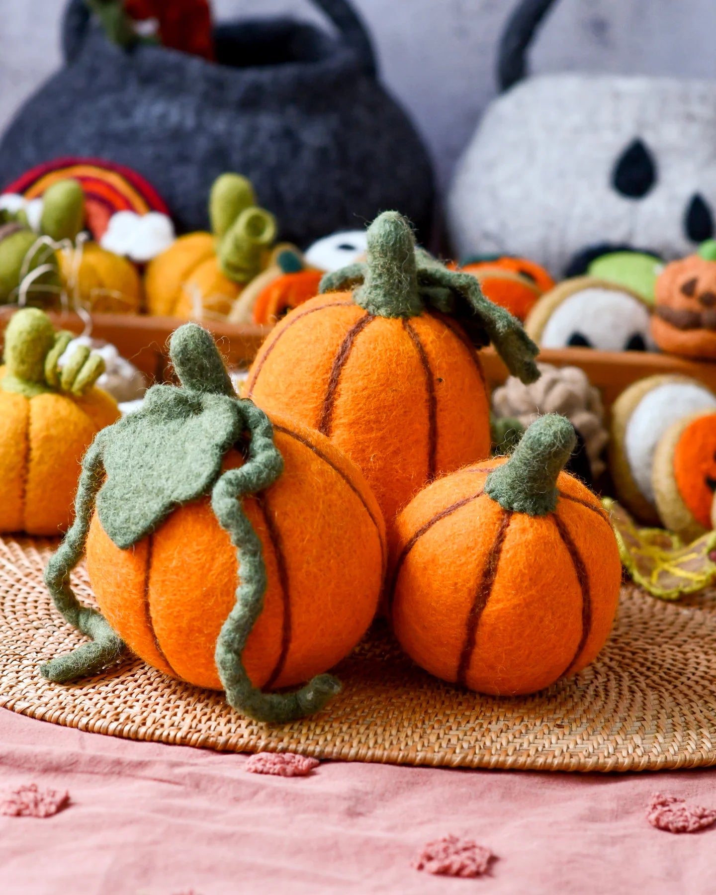 Tara Treasures Felt Pumpkins (Set of 3)