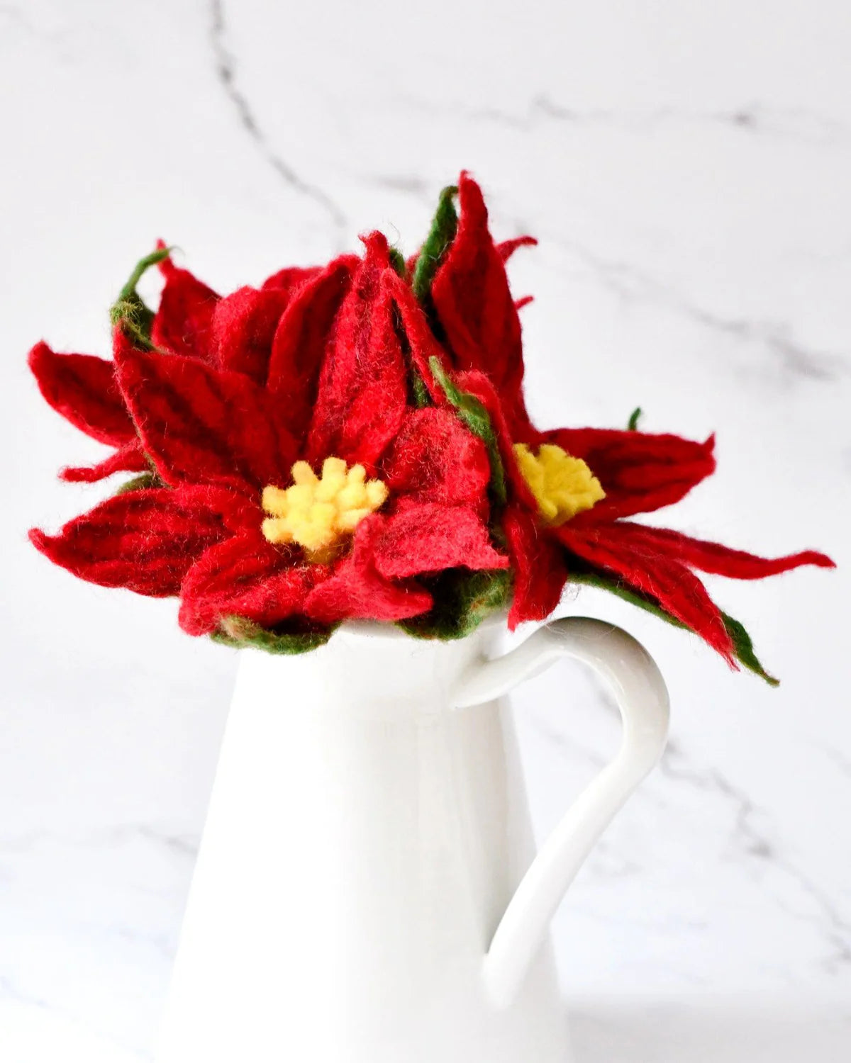 Tara Treasures Felt Red Poinsettia Flowers (Set of 3 stems)