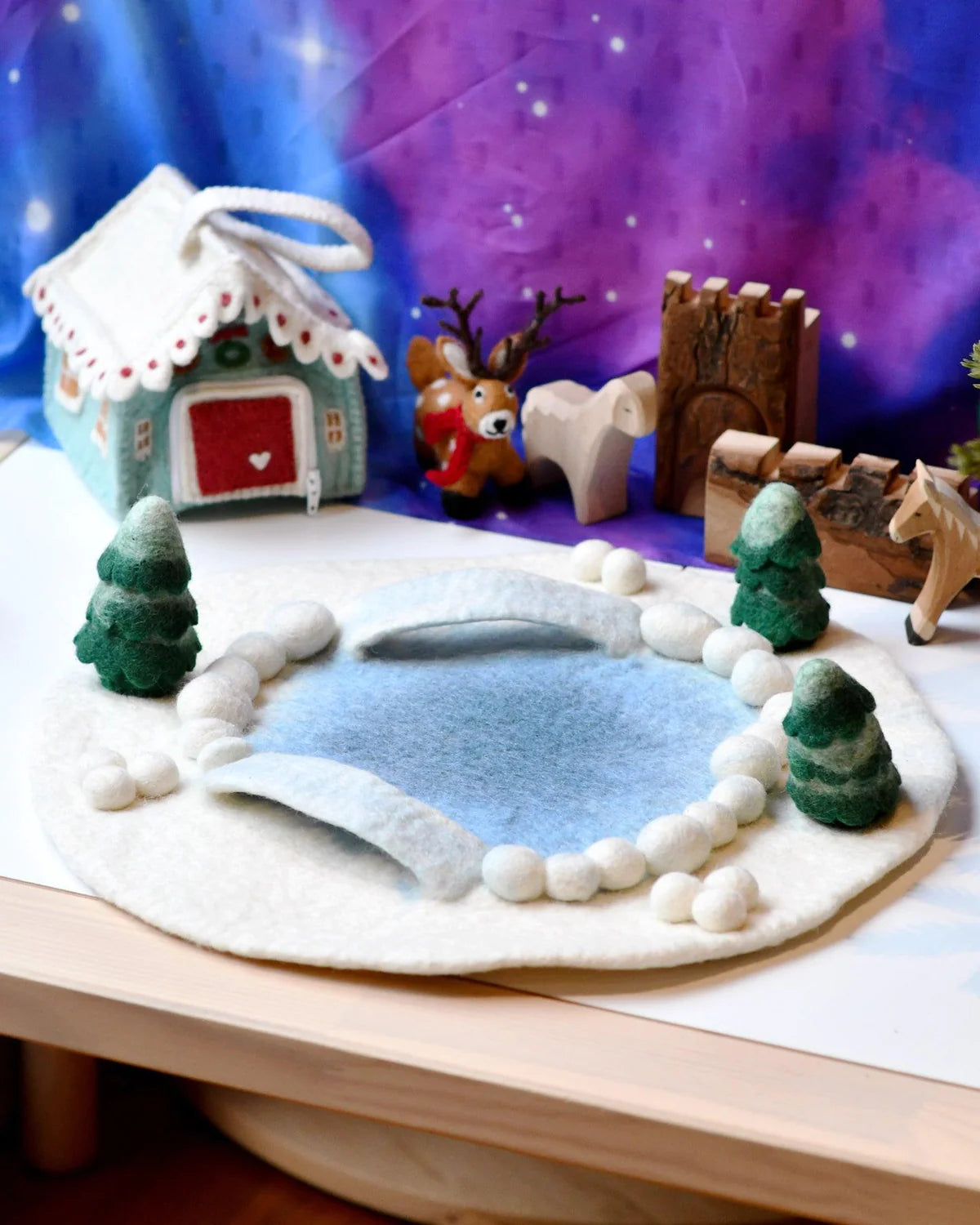 Felt Round Snow Ice Rink Play Mat Playscape