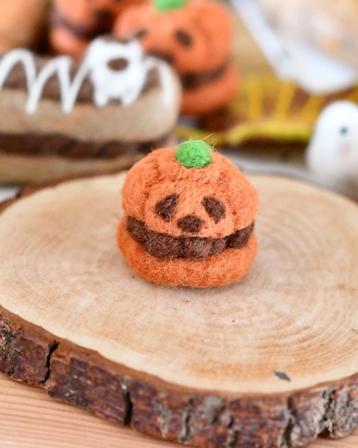 Felt Pumpkin Cream Puff for Halloween