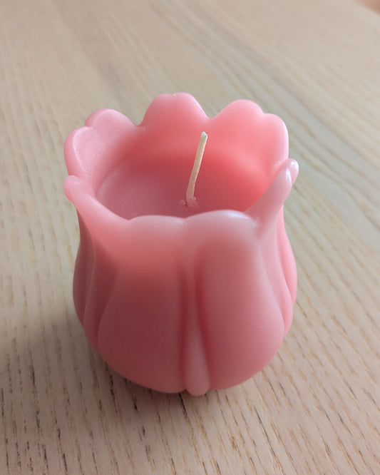 Natural Beeswax Pink Tulip Candle