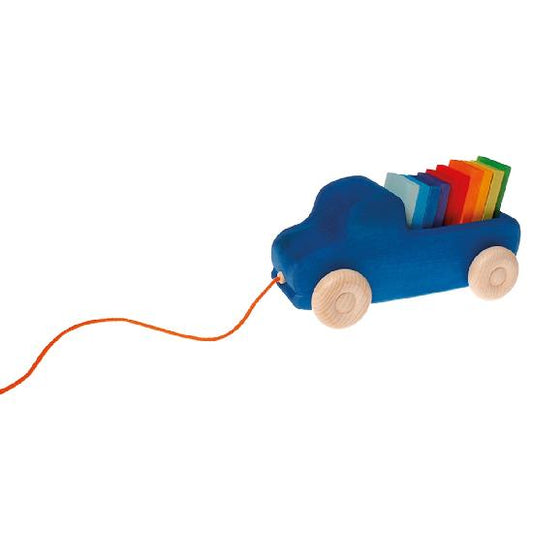 Grimm's Pull Along Truck, blue